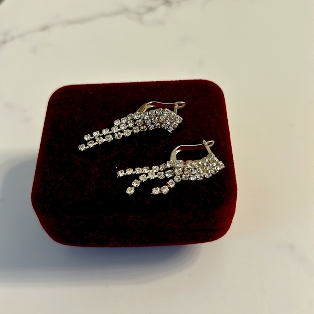 Costume rhinestone earrings in silver